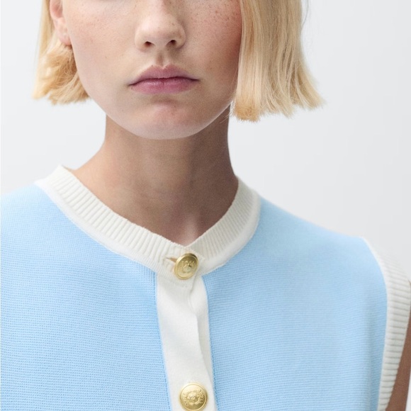 NWT MANGO
Women's Contrast Piping Knitted Waistcoat Sweater - Picture 4 of 8